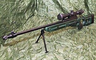 brown and green sniper rifle, sniper rifle, military