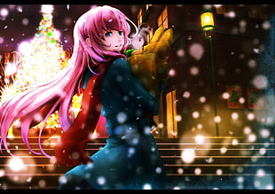 anime female character holding grocery bag poster, Vocaloid, Megurine Luka HD wallpaper