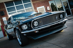 black Ford Mustang coupe, car, Ford Mustang, Ford, muscle cars