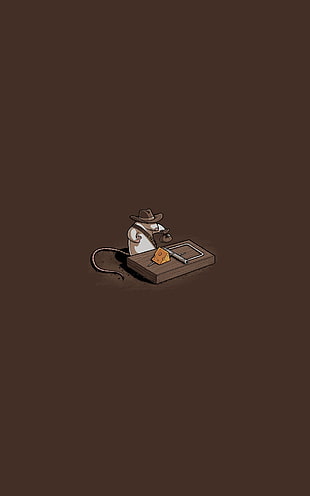 mouse with mouse trap illustration, mice, Indiana Jones, humor, parody HD wallpaper