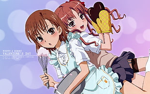 brown haired anime character, To Aru Kagaku no Railgun, Misaka Mikoto, Shirai Kuroko HD wallpaper