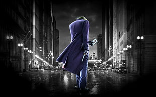 selective color photography of Heath Ledger as The Joker HD wallpaper