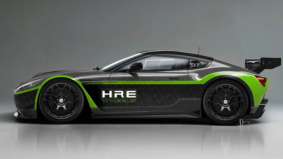 black and green HRE sports coupe, Aston Martin, Zagato, car, vehicle HD wallpaper