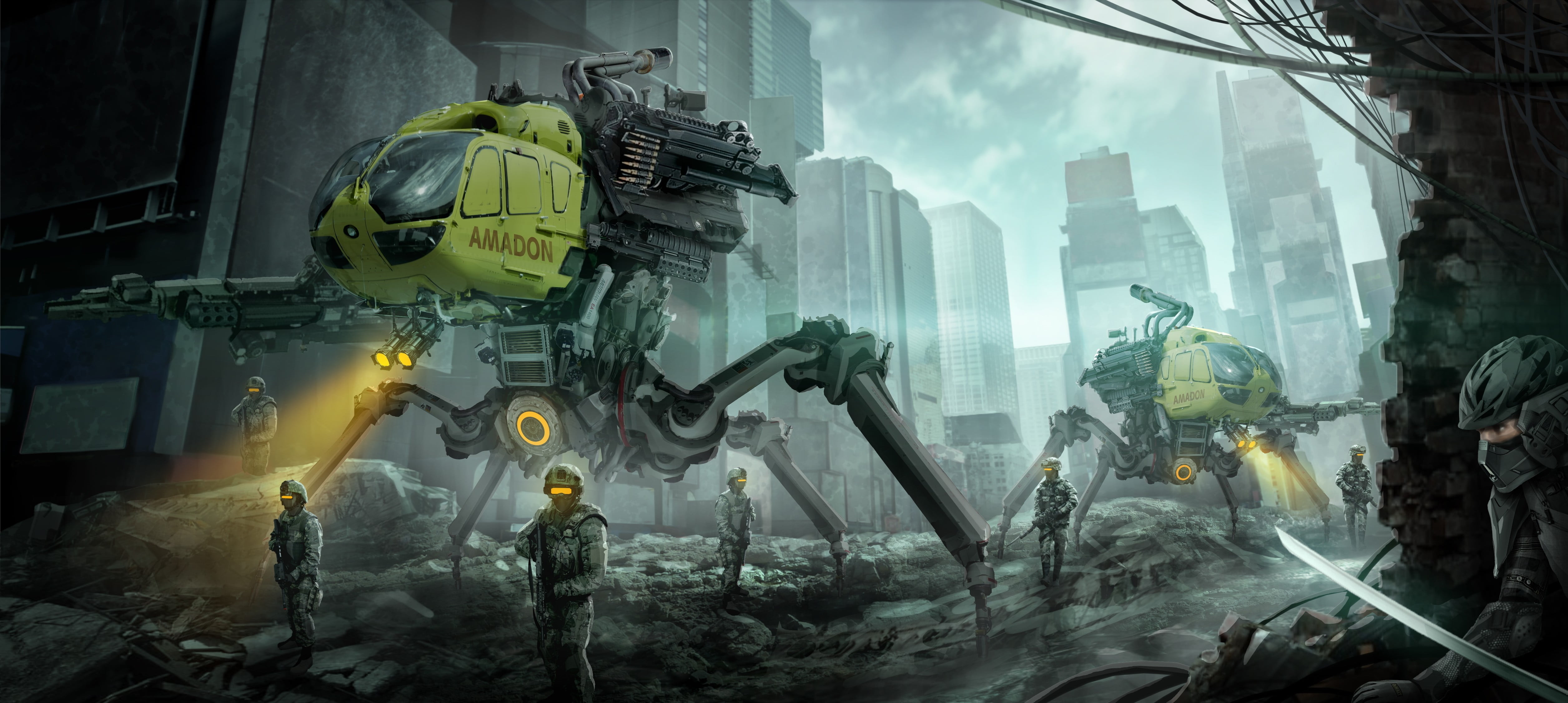 game digital wallpaper, artwork, fantasy art, futuristic, robot