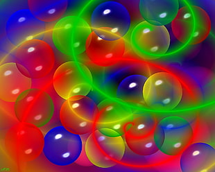 assorted-color bubble illustration, sphere, colorful, bubbles, digital art HD wallpaper