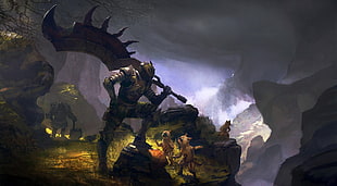 Dark Souls painting, fantasy art, Monster Hunter HD wallpaper