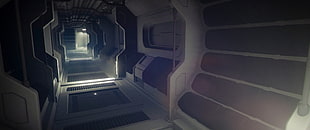 black and gray painted hallway, CGI, video games