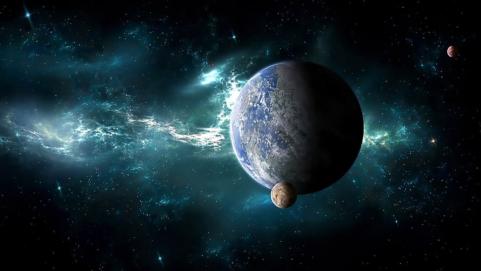 planet earth, space, planet, 3D, galaxy HD wallpaper