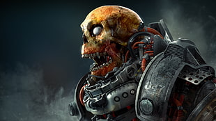 skull head robot photo HD wallpaper
