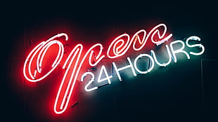 Open 24 Hours neon light signage, open 24 hours, neon, neon sign, open HD wallpaper