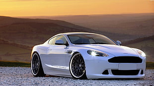 white coupe, Aston Martin DB9, Aston Martin, car, vehicle