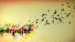 Paradize with flying butterflies poster frame HD wallpaper