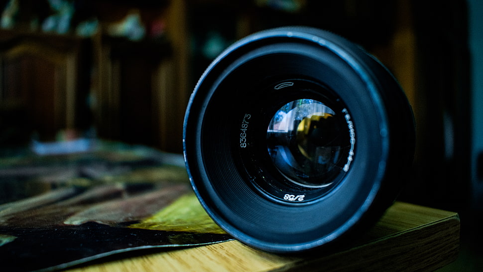 black camera lens, lens, photography, reflection, Zenit (camera) HD wallpaper