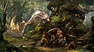 white dragon digital artwork, dragon, fantasy art