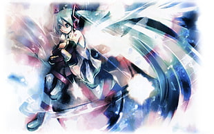 Hatsune Miku illustration, Hatsune Miku, Vocaloid HD wallpaper