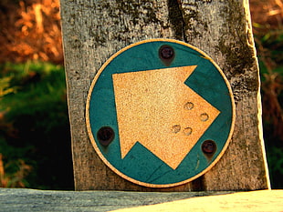 blue and brown wooden board, signs, arrows