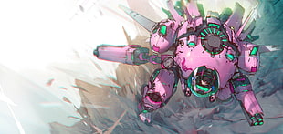 pink robot illustration, Overwatch, D.Va (Overwatch) HD wallpaper