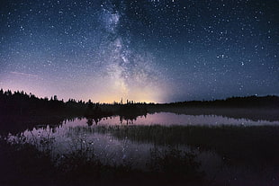 starry night, nature, landscape, photography, Milky Way HD wallpaper