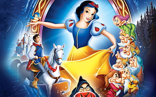 Snow White, Prince and dwarfs poster HD wallpaper