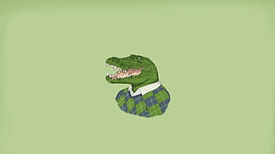 green and purple plastic toy, Crocodile (character), minimalism HD wallpaper