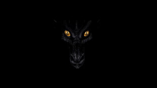 black animal head, digital art, fantasy art, black background, dark HD wallpaper