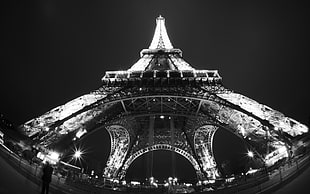 Eiffel Tower, Italy, Paris, monochrome, fisheye lens, Eiffel Tower