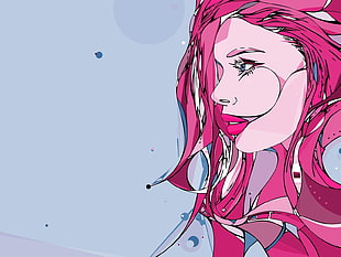 woman with pink hair artwork
