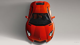 red Ferrari sports coupe, Lamborghini Aventador, car, Lamborghini, red cars