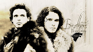 Brothers The Seed is Strong illustration, Game of Thrones, Robb Stark, Kit Harington, Jon Snow HD wallpaper
