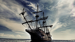 galleon ship poster, sailing ship, ship