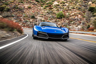 blue luxury car in time lapse photography