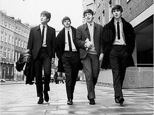 The Beatles, The Beatles, monochrome, men, musician