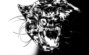 black and white panther illustration