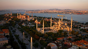 high angle photography of Blue Mosque Istanbul Turkey HD wallpaper