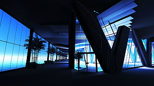 silhouette if plant, blue, building, Mirror's Edge HD wallpaper