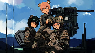 photo of three female soldier character with guns