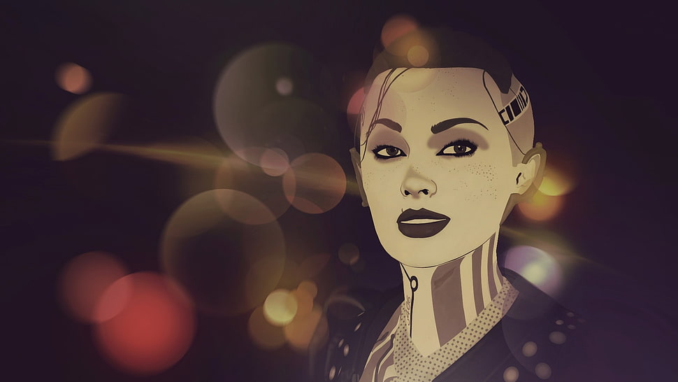 woman's face illustration HD wallpaper
