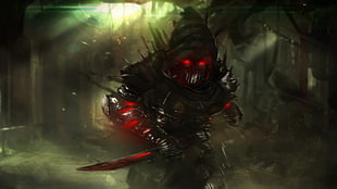 illustration of red and black monster character