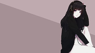 anime wearing black cardigan illustration