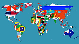 World Map flags illustration HD wallpaper