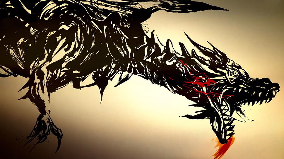 black dragon illustration, Drifters, dragon, anime HD wallpaper