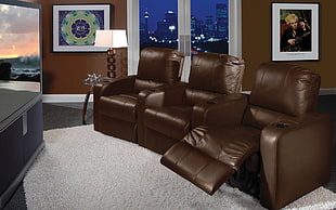 brown leather recliner sofas HD wallpaper