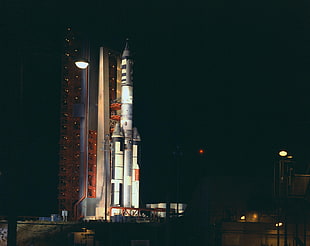 stock photography of white ready to launch rocketship