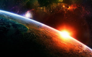 earth illustration, space HD wallpaper