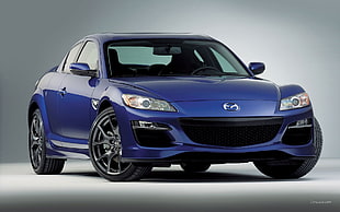 blue Mazda coupe, car, Mazda RX-8, blue cars