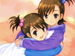two brown haired girl's HD wallpaper