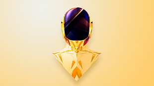 gold-colored accessory with purple gemstone, abstract, Justin Maller, Daft Punk