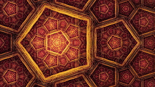 red and brown floral area rug, abstract, digital art, fractal, geometry