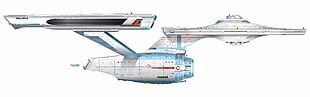 white and blue cruiser ship, Star Trek, USS Enterprise (spaceship), multiple display, simple background