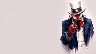animated photo of man wearing white and blue top hat and blue suit blazer HD wallpaper